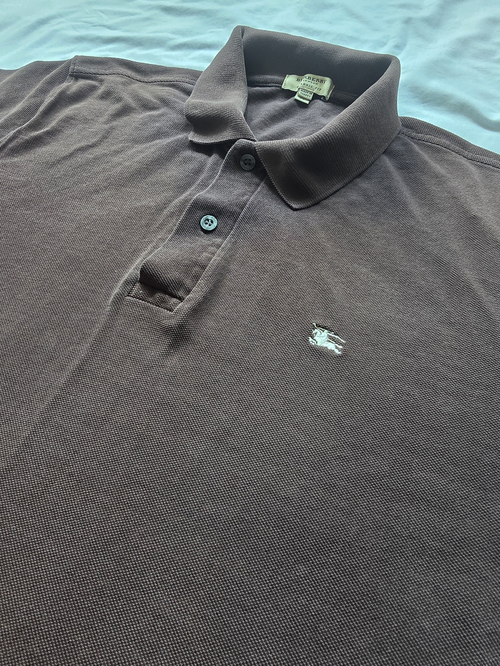 Burberry London Brown Polo Shirt Mens XL Classic Fit Embroidered Logo